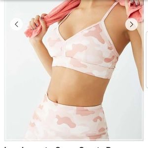 Pink camo seamless legging and crop set